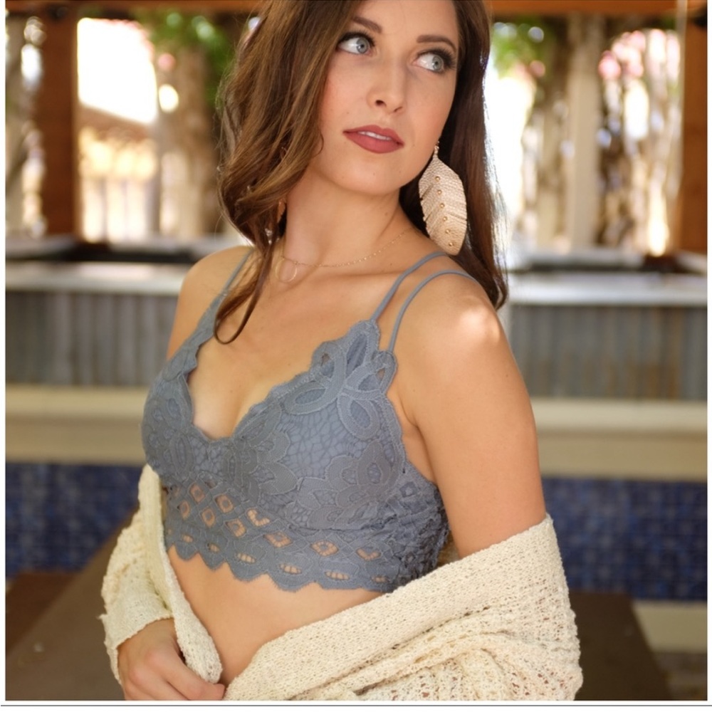 Lace Bralette with padding-Blue